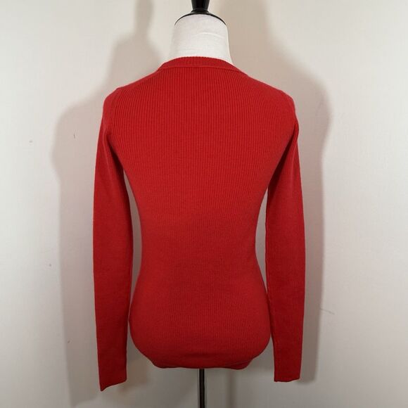 J. Crew Sweater Merino Wool Size XS Knit Ribbed Red Warm Festive Cozy - Picture 2 of 11